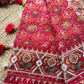 Red Patola Saree with Floral Beadwork & Embellished Border