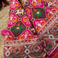 Rani Pink Patola Saree with Elephant Motifs & Beaded Border