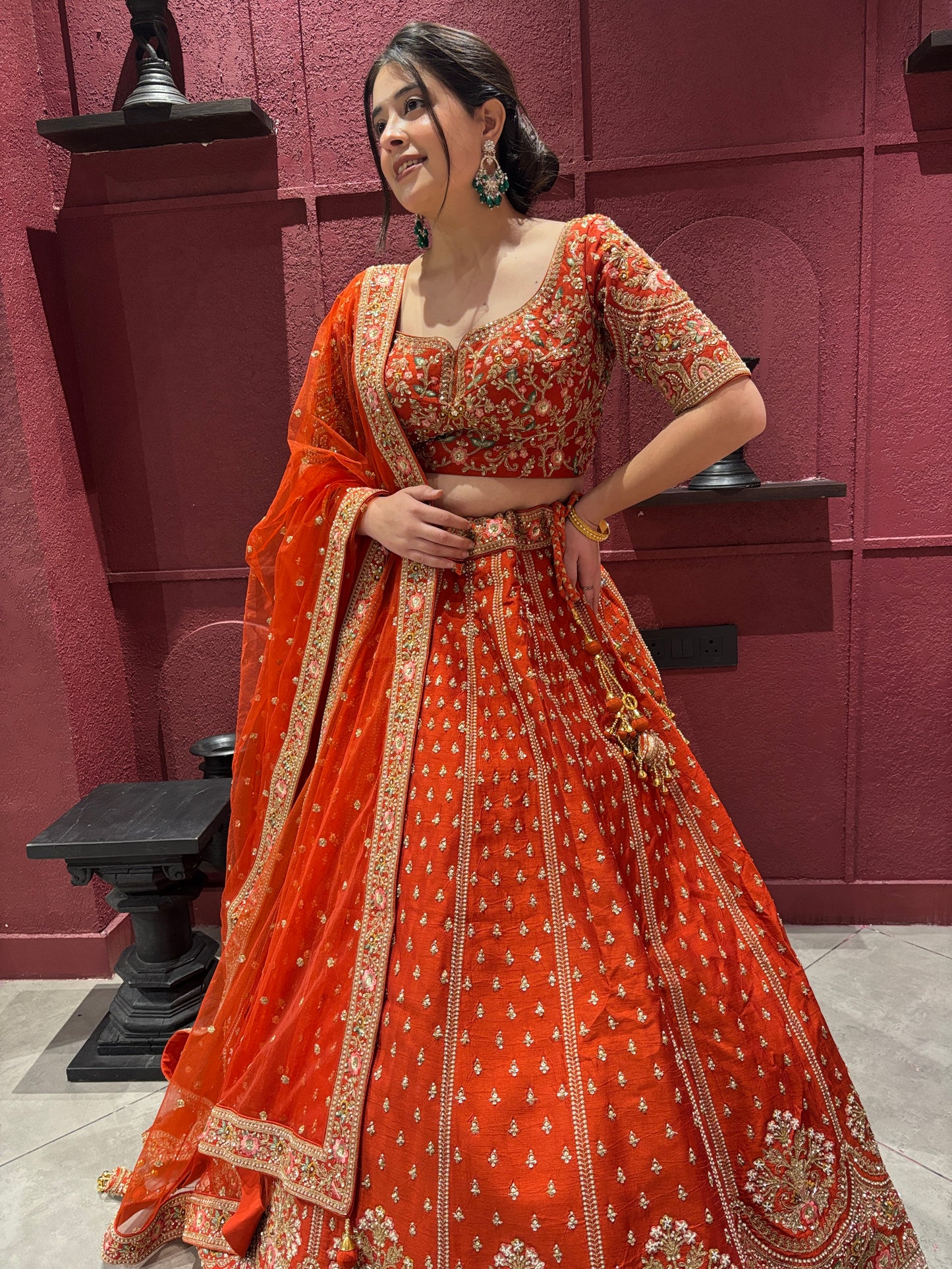 Classic Heavy Embroidered Bridal Lehenga with Zari & Sequin Work