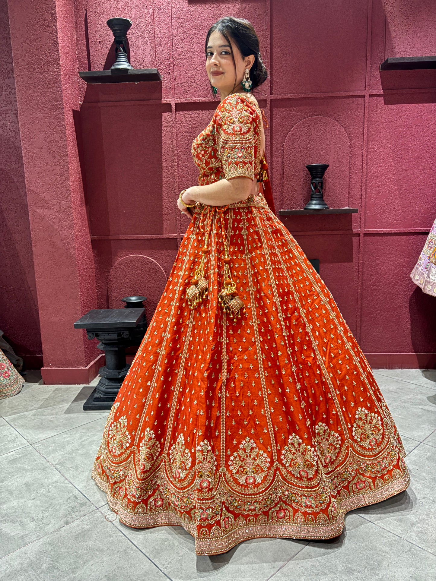 Classic Heavy Embroidered Bridal Lehenga with Zari & Sequin Work