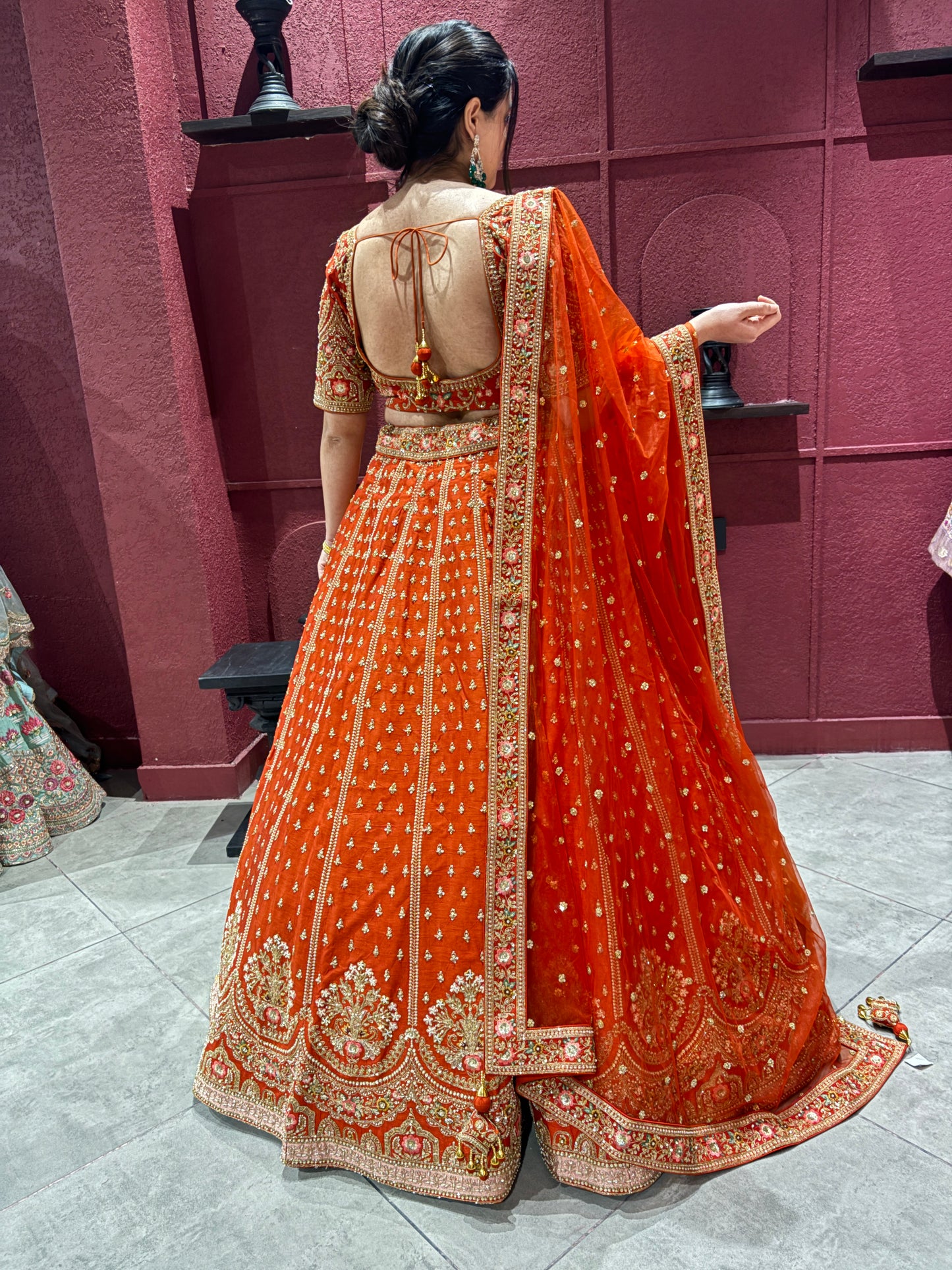 Classic Heavy Embroidered Bridal Lehenga with Zari & Sequin Work