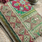 Green Patola Woven Saree with Mirror & Pearl Embellished Border