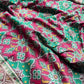 Green Patola Woven Saree with Mirror & Pearl Embellished Border