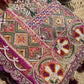 Purple Patola Saree with Floral Beadwork & Mirror Border