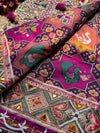 Purple Patola Saree with Floral Beadwork & Mirror Border