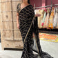 Black Saree with Gold Wave Embroidery & Designer Blouse