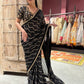 Black Saree with Gold Wave Embroidery & Designer Blouse