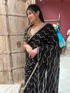 Black Saree with Gold Wave Embroidery & Designer Blouse