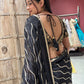 Black Saree with Gold Wave Embroidery & Designer Blouse