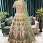 Ivory Multicolor Embroidered Lehenga with Mint Green Organza Dupatta