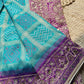 Turquoise Patola Saree with Purple Embellished Paisley Border