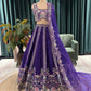 Purple Embroidered Lehenga with Floral Zari & Resham Accents