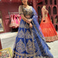 Royal Blue & Gold Embroidered Party Wear Lehenga with Net Dupatta