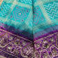 Turquoise Patola Saree with Purple Embellished Paisley Border