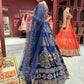 Royal Blue & Gold Embroidered Party Wear Lehenga with Net Dupatta