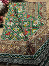 Green Patola Saree with Elephant Motifs & Floral Beadwork