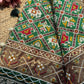 Green Patola Saree with Elephant Motifs & Floral Beadwork