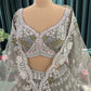 Dusty Grey Multicolor Embroidered Lehenga with Net Dupatta
