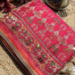 Rani Pink Printed Patola Saree with Mirror & Pearl Embellishments