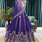Purple Embroidered Lehenga with Floral Zari & Resham Accents