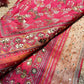 Rani Pink Printed Patola Saree with Mirror & Pearl Embellishments