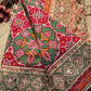 Maroon Green Patola Saree with Mirror & Pearl Embellished Border