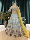 Designer Lehenga Set Thread Sequins Work with Marigold Dupatta