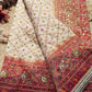 Ivory Saree with Red Mirror Work & Embellished Designer Border