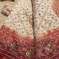 Ivory Saree with Red Mirror Work & Embellished Designer Border