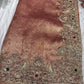 Peach Silk Saree with Ornate Bird Embroidery