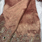 Peach Silk Saree with Ornate Bird Embroidery