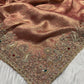 Peach Silk Saree with Ornate Bird Embroidery