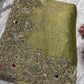 Green Silk Saree with Ornate Bird Embroidery