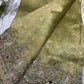 Green Silk Saree with Ornate Bird Embroidery