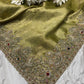 Green Silk Saree with Ornate Bird Embroidery
