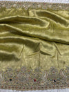 Green Silk Saree with Ornate Bird Embroidery