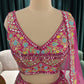 Multicolor Floral Geometric Lehenga Set with Sheer Pink Dupatta