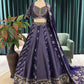 Navy Blue Embroidered Silk Lehenga Choli Set for Wedding