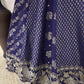 Navy Blue Embroidered Silk Lehenga Choli Set for Wedding