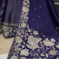 Navy Blue Embroidered Silk Lehenga Choli Set for Wedding