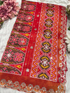 Patola Red Colour  Saree with Geometric Floral Patterns