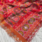Patola Red Colour  Saree with Geometric Floral Patterns
