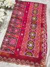 Patola Rani Colour  Saree with Geometric Floral Patterns