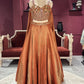 Designer Bronze Lehenga with Multicolor Embellished Blouse