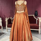 Designer Bronze Lehenga with Multicolor Embellished Blouse