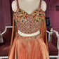 Designer Bronze Lehenga with Multicolor Embellished Blouse