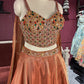 Designer Bronze Lehenga with Multicolor Embellished Blouse
