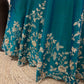 Teal Bloom Designer Lehenga Set with Silver Zari & Floral Motifs