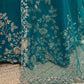 Teal Bloom Designer Lehenga Set with Silver Zari & Floral Motifs