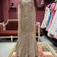 Champagne Gold Heavy Embellished Fish Cut Lehenga Set
